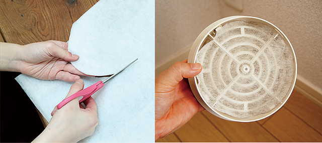 ④乾拭きし、市販の花粉フィルターをつけて外からの花粉をガードする